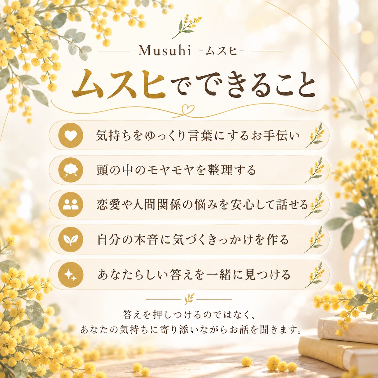 心のモヤモヤを一緒に整理します 恋愛・人間関係・言葉にならない気持ちも聞きます！ イメージ5