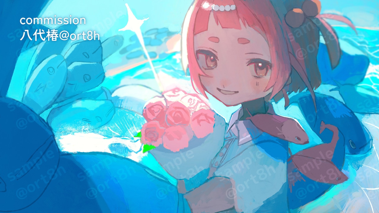 背景有！高彩度で鮮やかな厚塗りイラストを制作します 背景・人物込みの一枚絵を制作いたします！ イメージ4