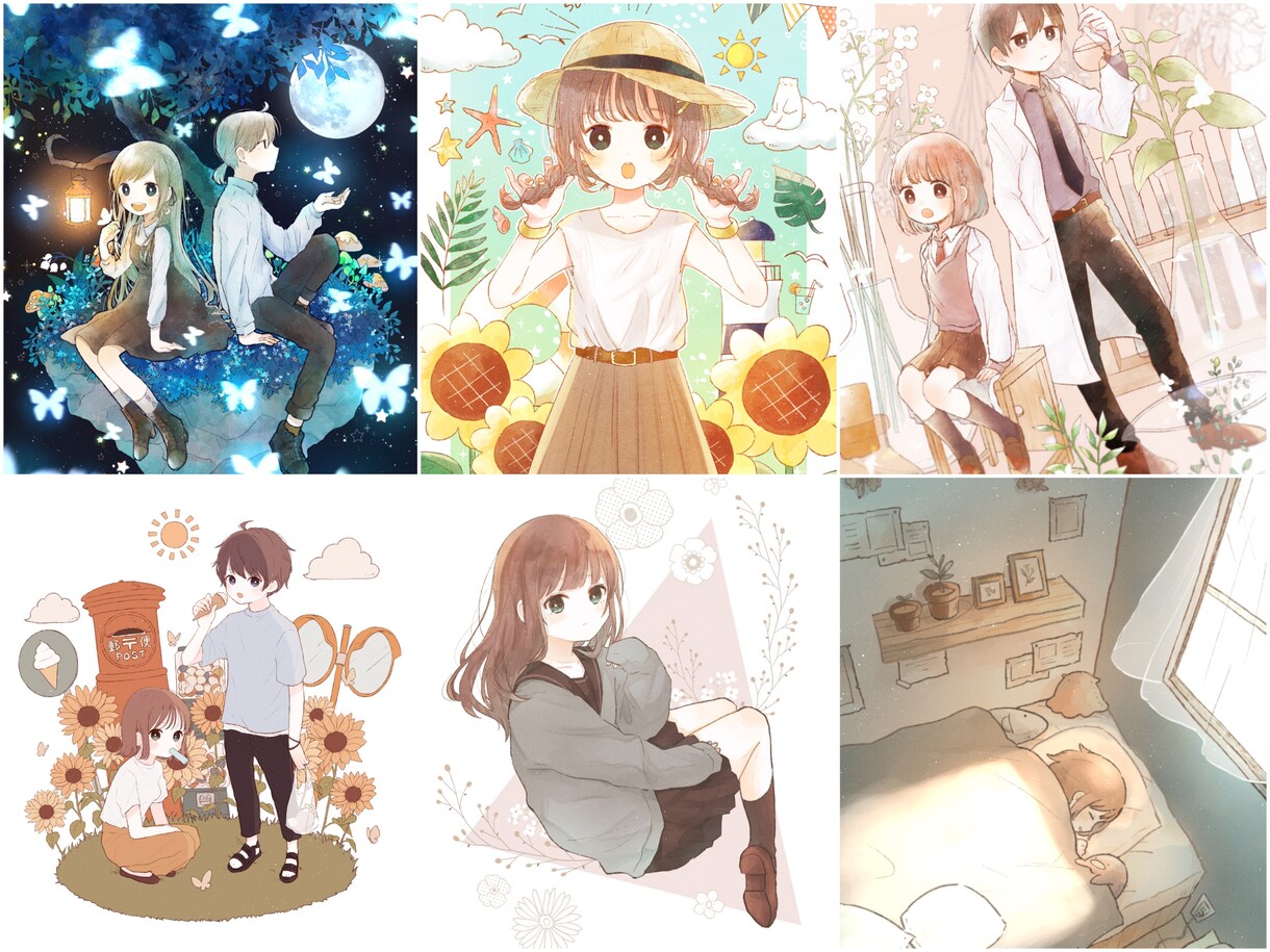 ほんわか可愛いイラストお描きします 動画のサムネやアイコン、MV、表紙、壁紙などにぜひ♪ イメージ3