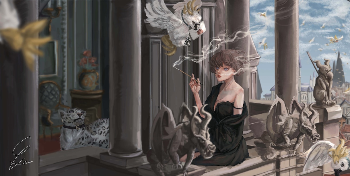 厚塗りで世界観のあるイラスト描きます キャラクター立ち絵や背景あり等ご対応できます イメージ4