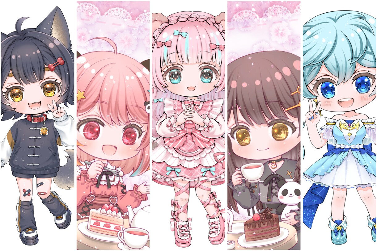 キラキラ可愛いミニキャラ描きます あなたのキャラをキラキラな可愛いミニキャラで描きます イメージ1