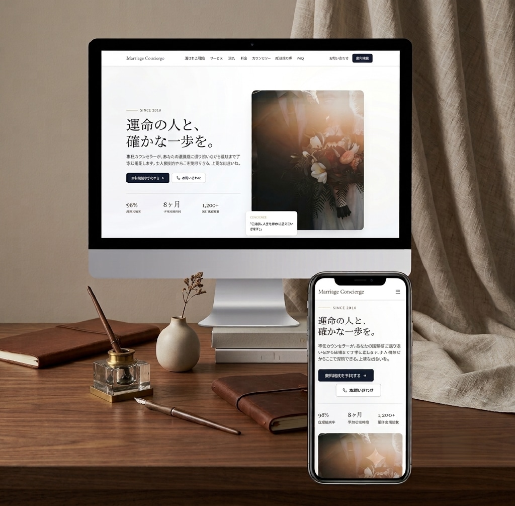 最短翌日！管理画面付き結婚相談所HPを制作します 【サーバー代ドメイン代すべて込み】高品質なサイトをご提供 イメージ1