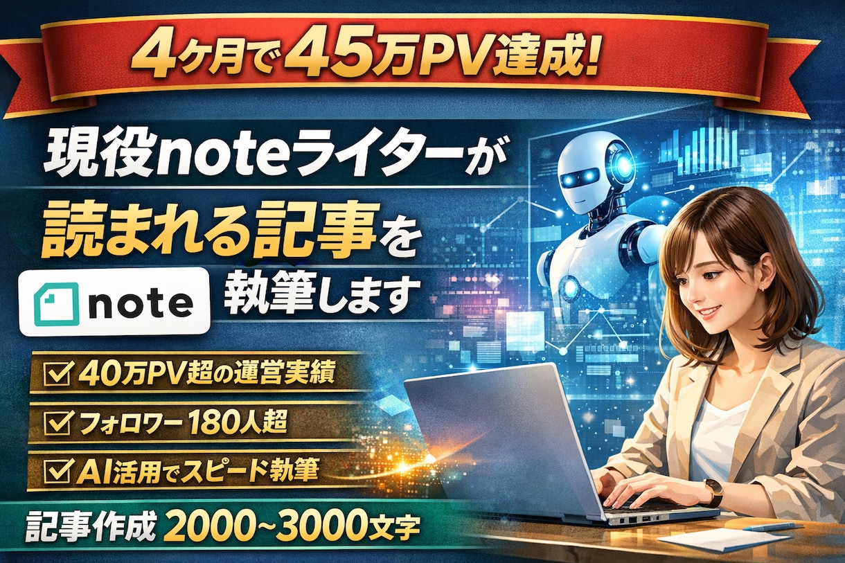 160万PVの現役note運営ライターが制作します 有料記事への導線や読まれる記事を現役ライターが制作 イメージ1