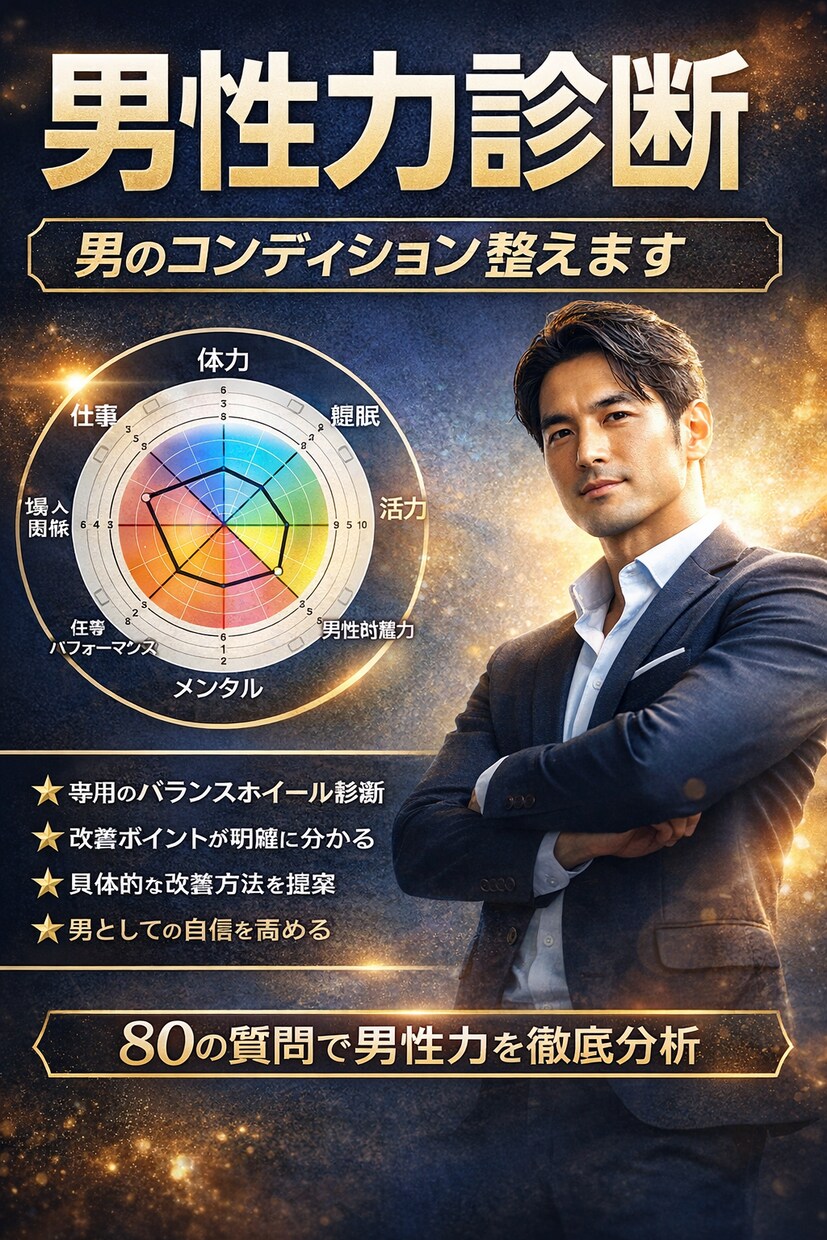 男性力（機能）診断｜男のコンディション整えます あなたの男性力を分析・改善します。女性からも相談も可能！ イメージ1