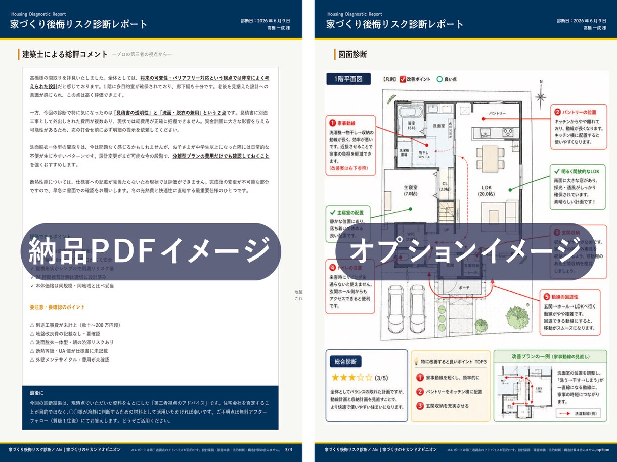 家づくりの後悔リスクを診断します ５つの後悔ポイントからPDF診断レポートを作成します イメージ4