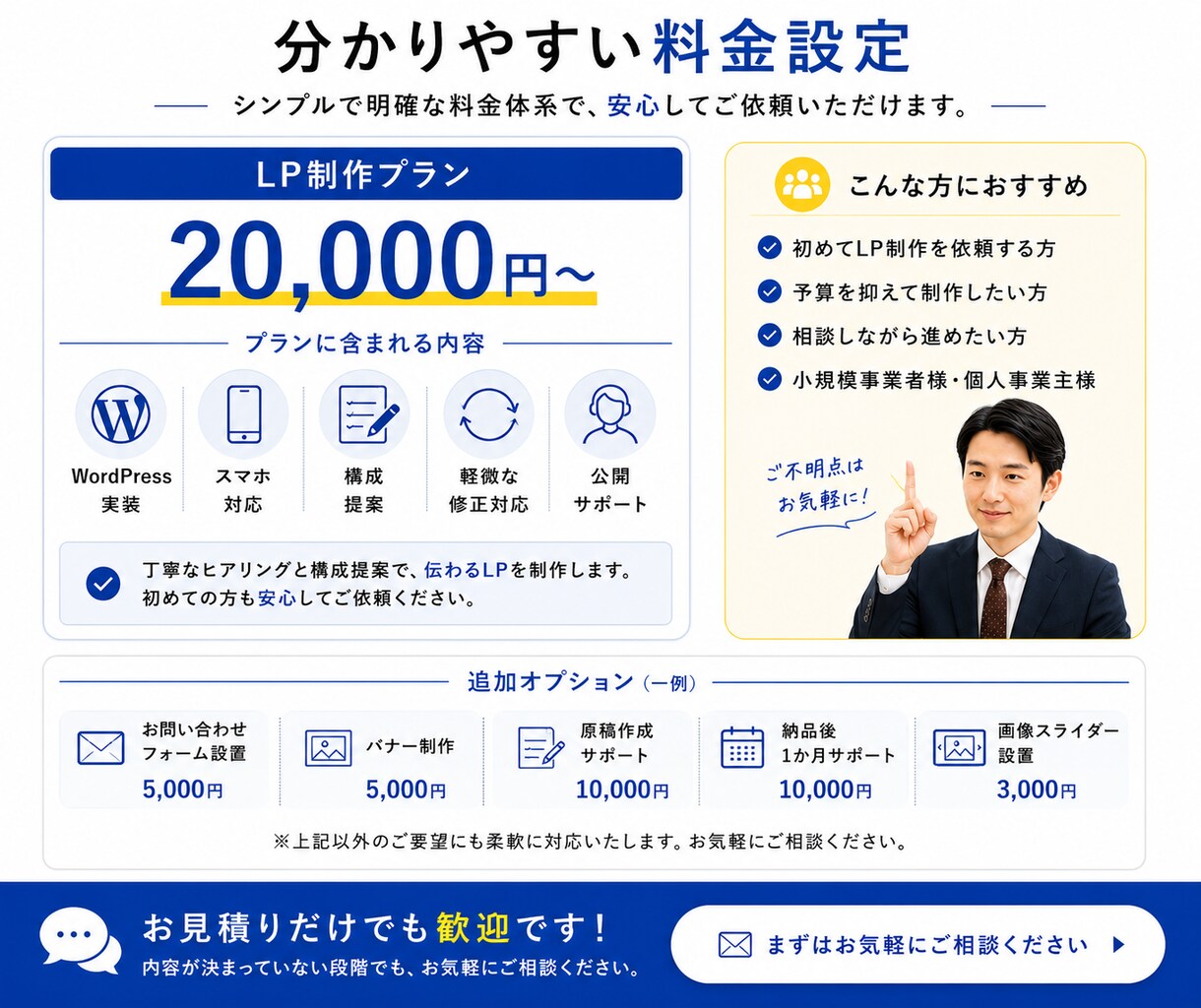 丁寧なヒアリングでLPを制作します 目的やターゲットに合わせて構成をご提案します イメージ7