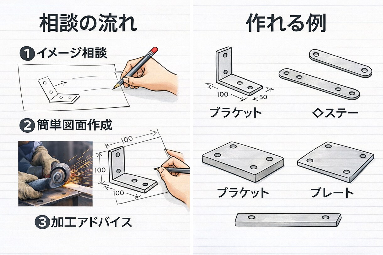 DIY金属加工の設計相談のります 図面がなくても金属加工相談OK イメージ2