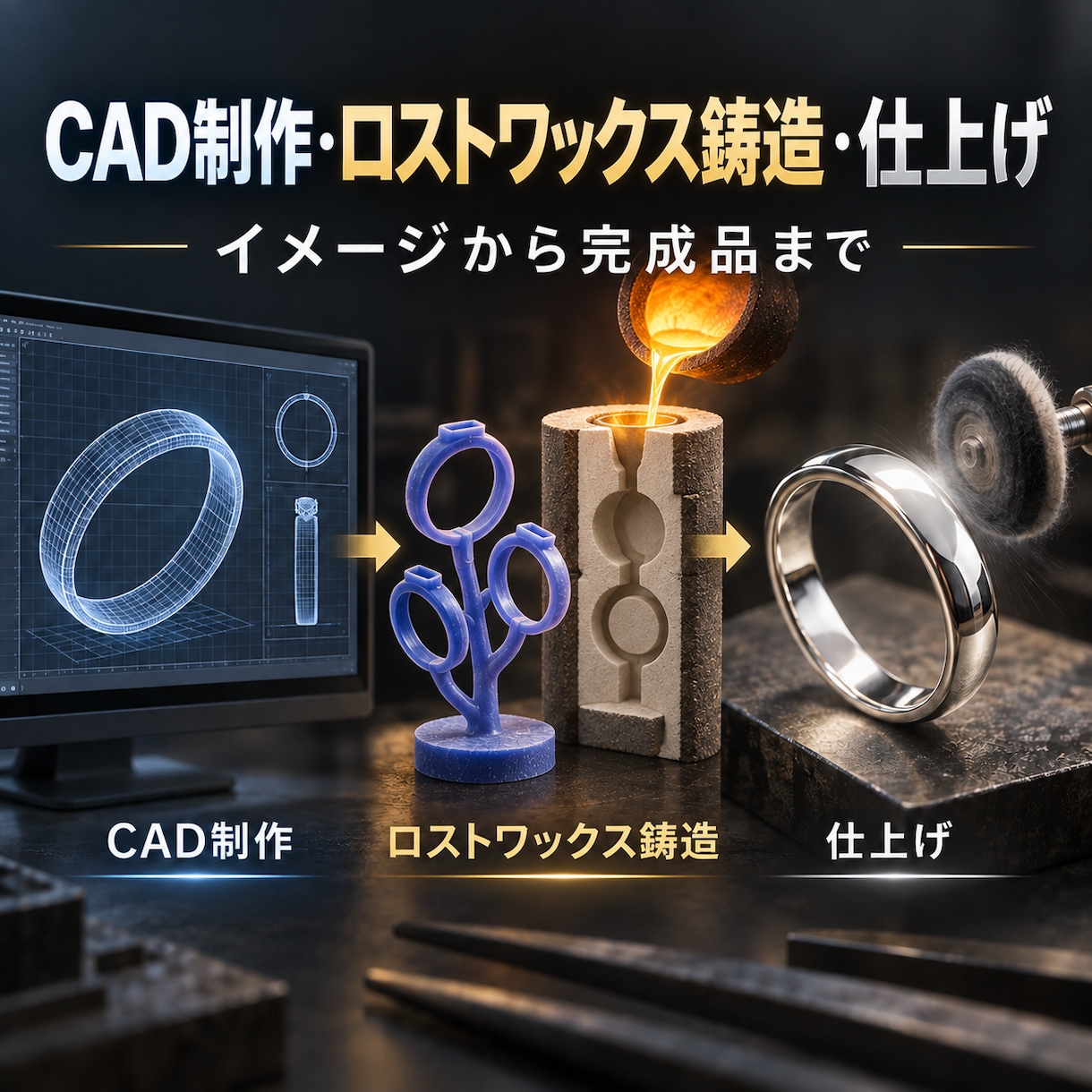 CAD制作から鋳造・仕上げまで対応します イメージを3Dデータ化し完成品まで丁寧に制作 イメージ1