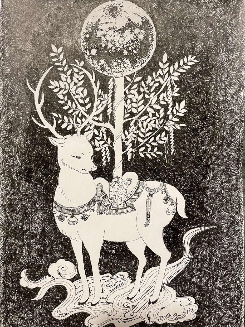 モノクロイラスト描きます 水性ペンで描く繊細で神秘的な世界 イメージ3
