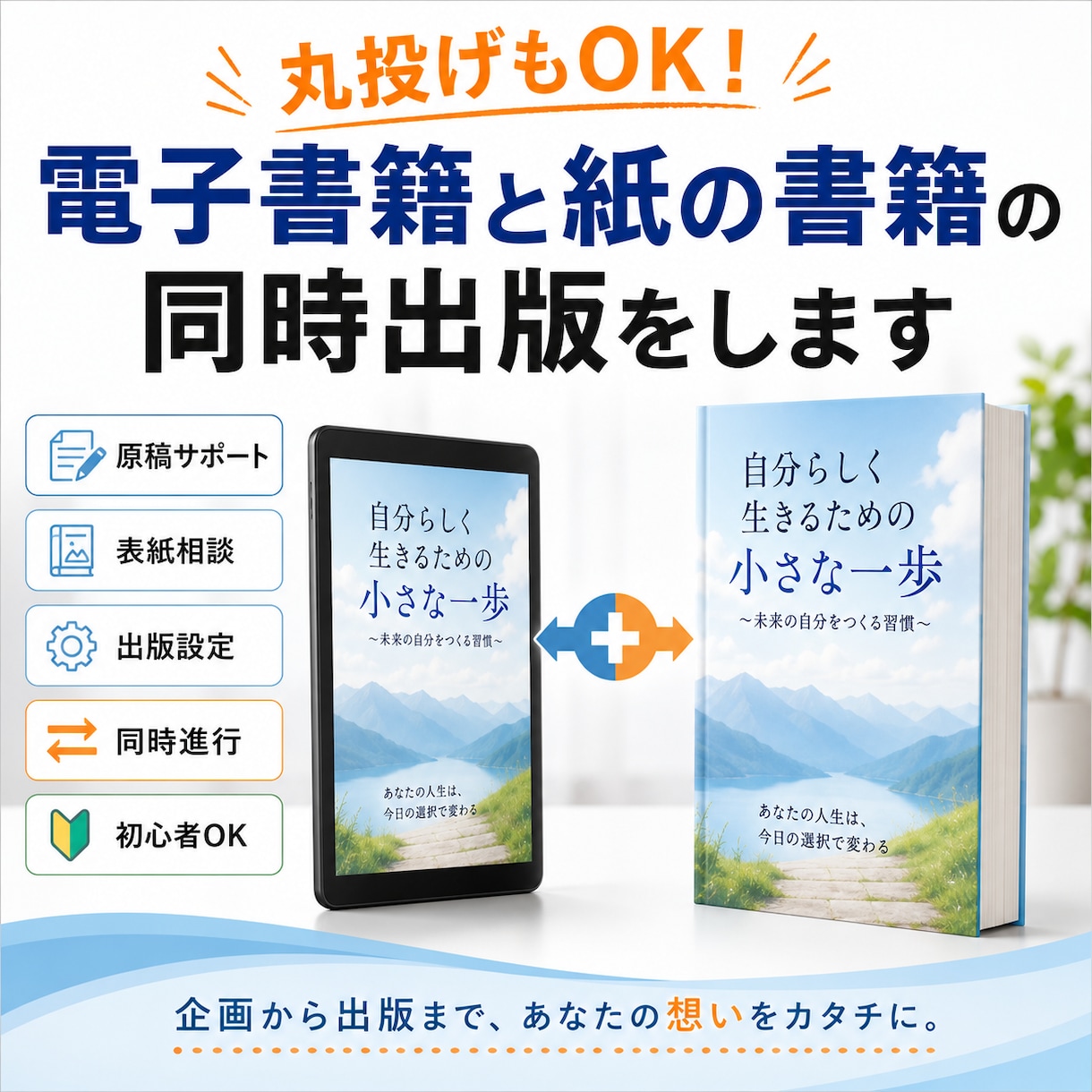 丸投げもOK！電子書籍と紙の書籍の同時出版をます １つの原稿から電子書籍と紙の書籍（POD出版）を代行します イメージ1