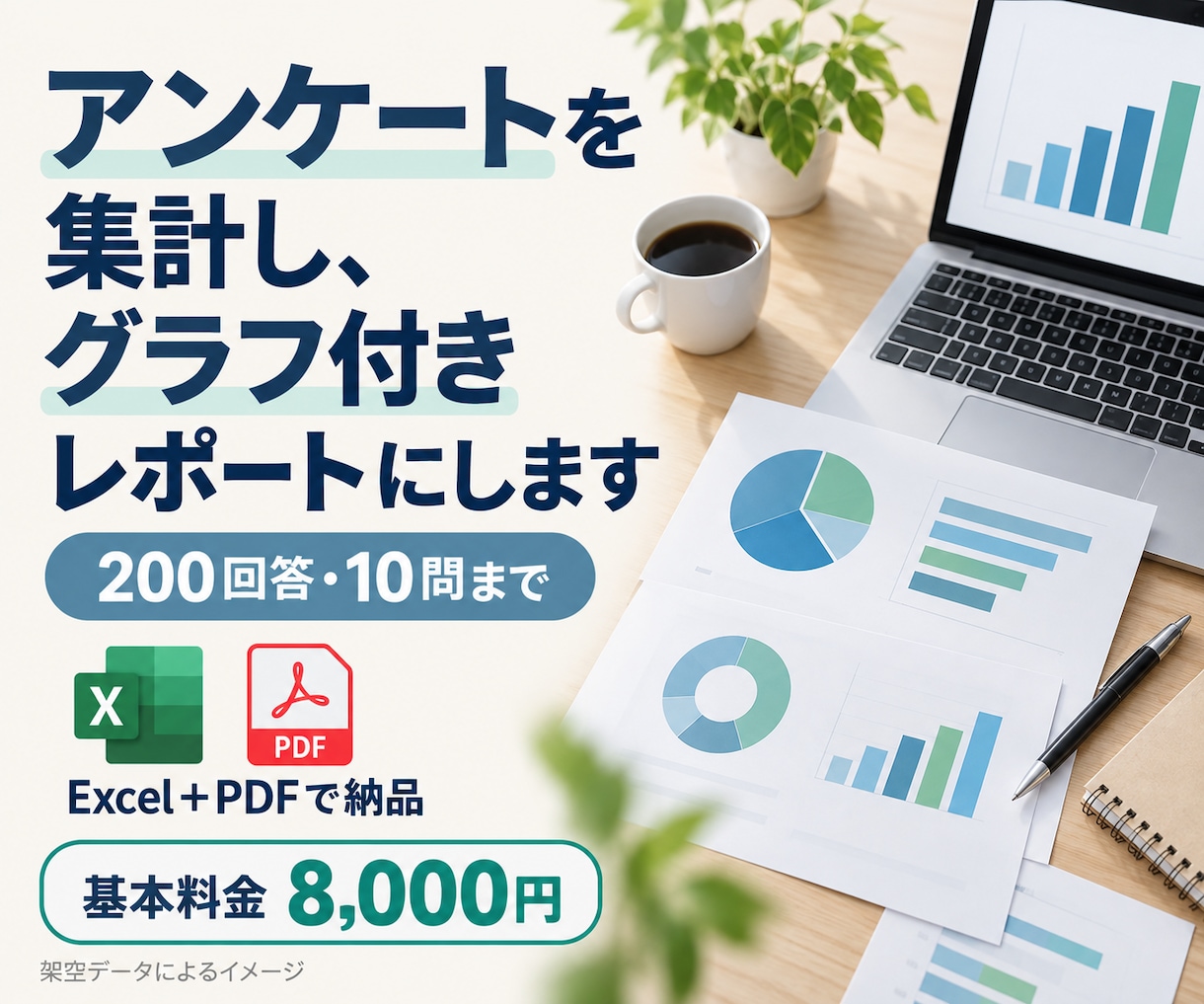 アンケートを集計し、グラフ付きレポートにします 200回答・10問まで。ExcelとPDFで納品 イメージ1