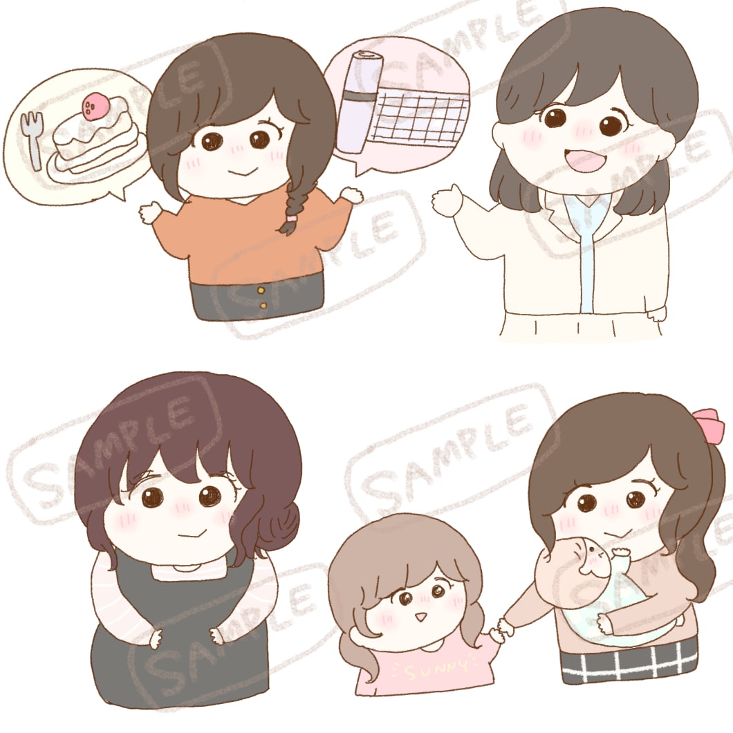 女性向けカットイラスト描きます セミナーやセッションの資料に見ると心がゆるむ可愛いイラスト♡ イメージ2