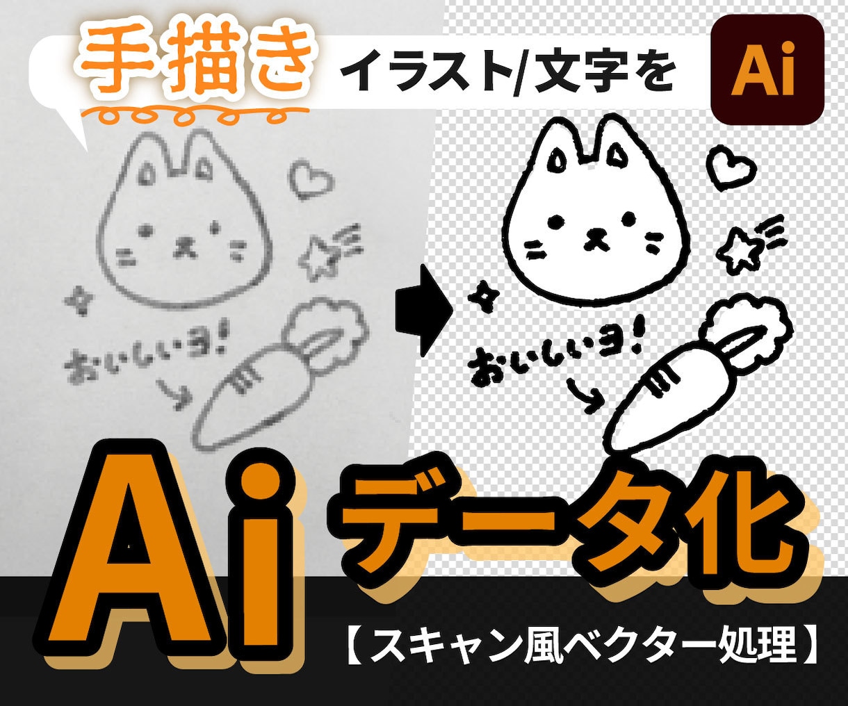 手描きイラスト＆文字をベクター化します オリジナルイラスト＆文字を印刷やWebで使いやすく イメージ1