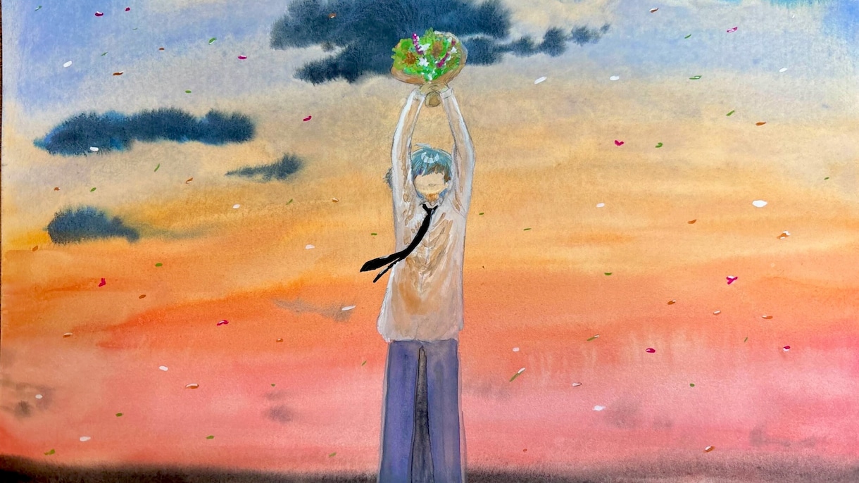 YouTubeサムネ一枚絵を優しい水彩で描きます 歌ってみたなどのイラストを絵本の1ページのように描きます イメージ5