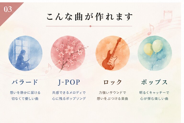 あなたの歌詞にメロディーを付けます 歌詞やイメージだけでもOK！あなただけの曲を作ります イメージ3