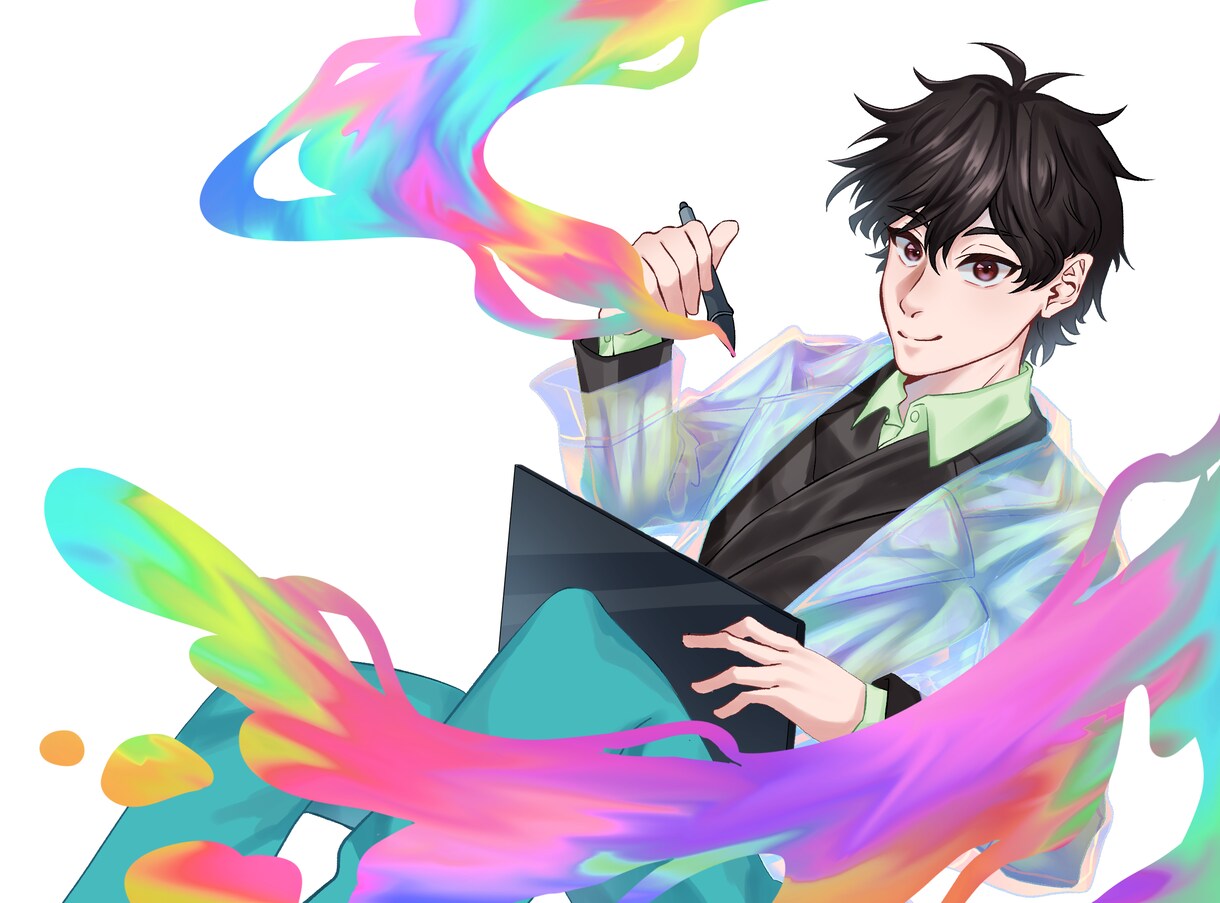 サムネ/歌ってみた/一枚絵などをお描きします イケメンな男性キャラで理想の一枚を！ イメージ4