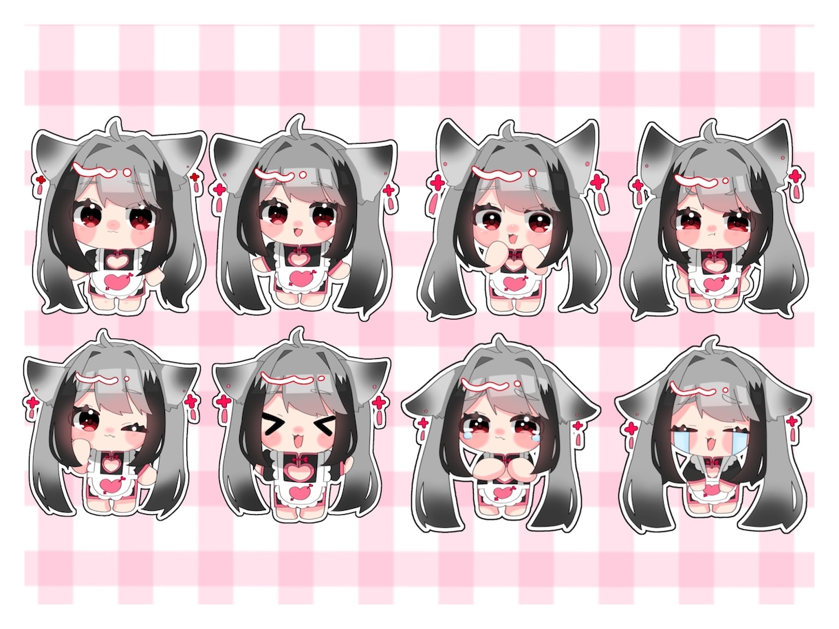 2頭身デフォルメ表情差分8種セットをお描きします もちもちかわいいちびキャラを安く沢山制作します イメージ2