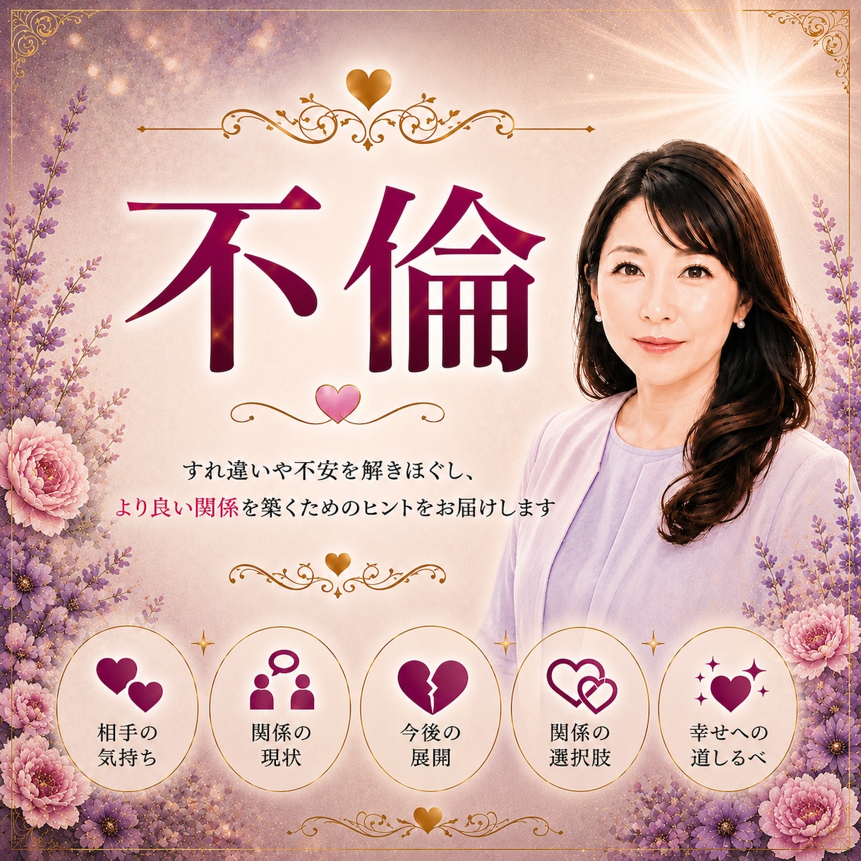複雑な恋のお悩み【不倫】をタロット鑑定します ✨初回限定✨相手の気持ち/今後の関係/未来の流れを丁寧に鑑定 イメージ1