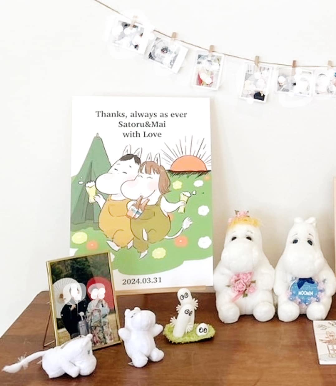 ムーミン風ウェルカムボード描きます ムーミン風でおふたりの似顔絵