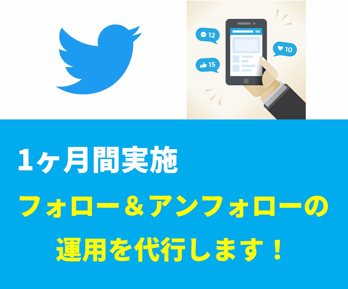 Twitterのフォロー&アンフォローを代行します 1日10～50フォロー、1ヶ月間実施します。 イメージ1