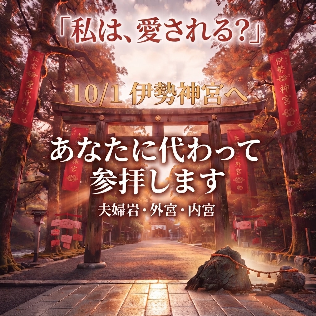 10/1最強開運日♡代理参拝♡貴方を幸せへ導きます 禁断施術♡富裕層禁断の秘術♡10月1日伊勢神宮参拝最強開運日 イメージ1