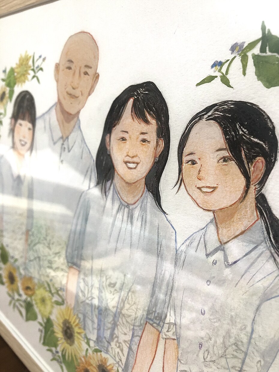 家族・ウェルカムボードに！水彩画似顔絵お描きします 【額装込み】お写真からリアルな水彩画の似顔絵をお描きします！ イメージ4