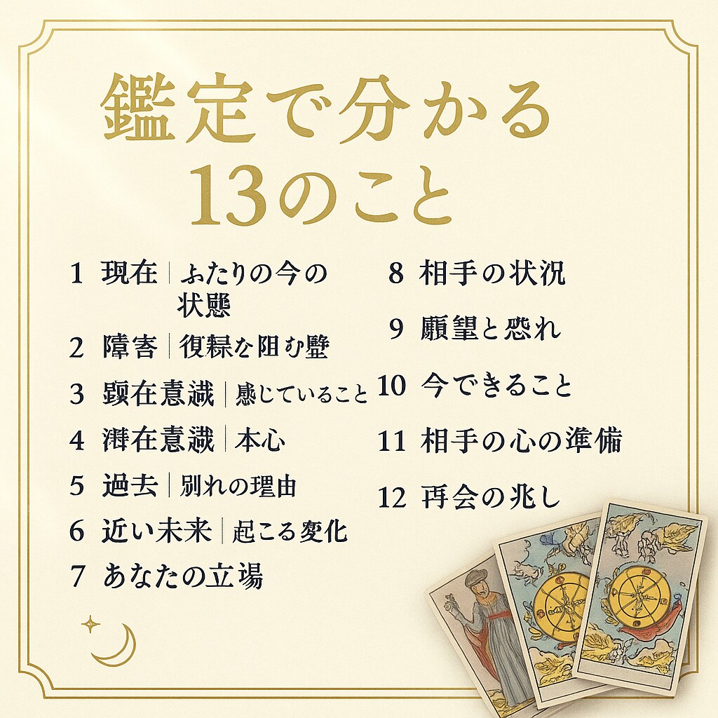 復縁の可能性と本音を占います 13枚のタロットで未来と今すべき行動を教えます イメージ3