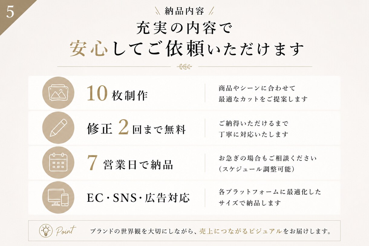 商品写真1枚からブランドに合う世界観にします ブランドDNA分析 × EC/SNS最適化 イメージ5
