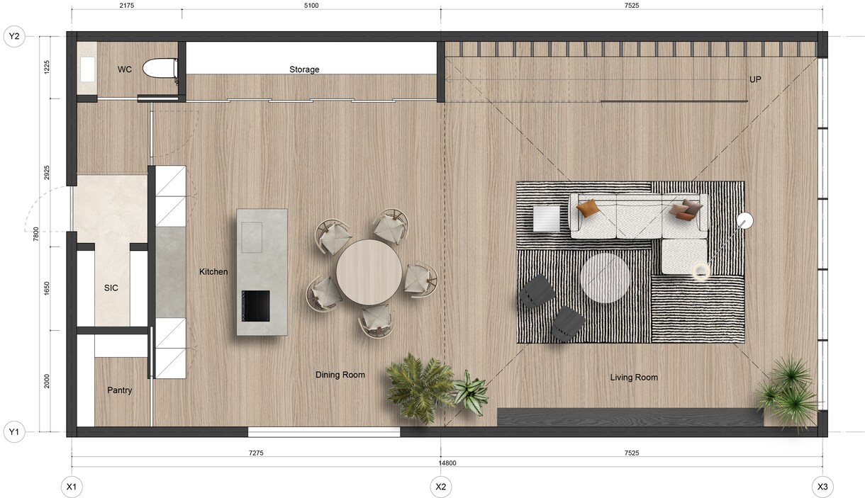 プレゼン用の住宅のイメージ図面作成します PDFの平面図から、プレゼン用のイメージ図面を作成します。 イメージ1