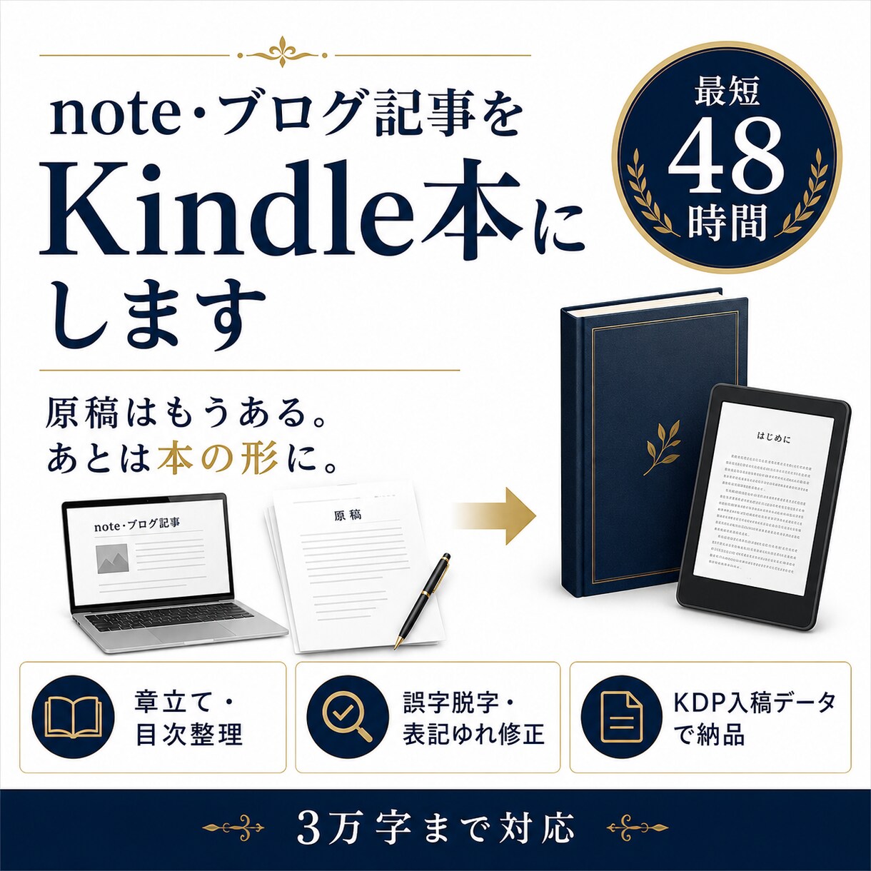 note・ブログ記事をKindle本にします 原稿はもうある。あとは本の形に。最短48時間で納品します イメージ1