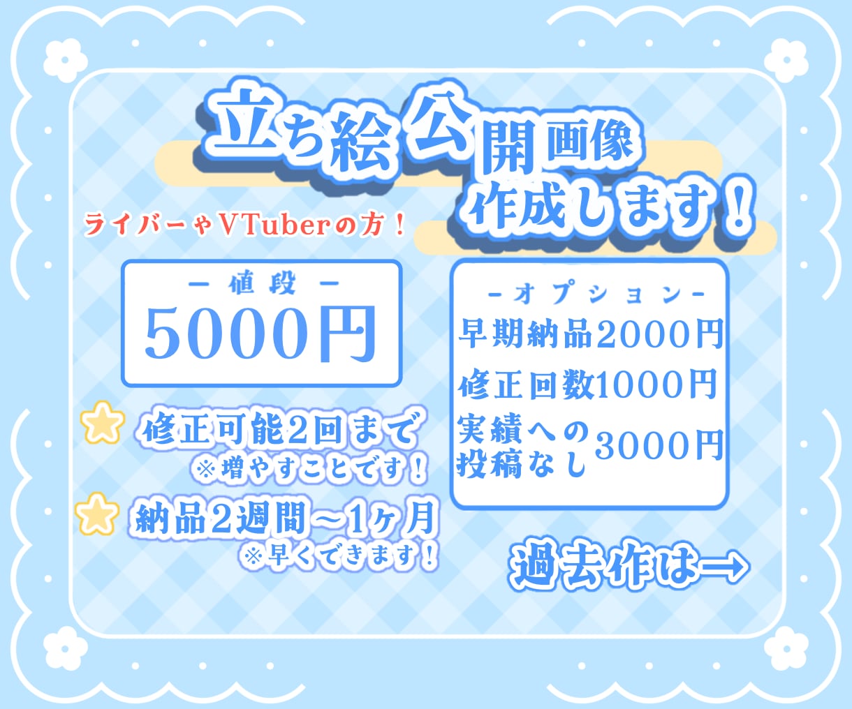 立ち絵公開画像を作成します VTuberやライバーの方！立ち絵を彩る画像を イメージ1
