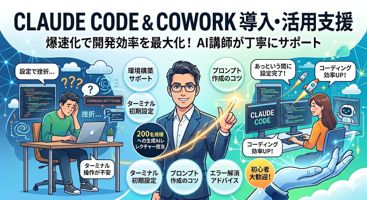 Claude Code導入支援します Claude CodeやCoworkの導入・活用をプロが支援 イメージ1