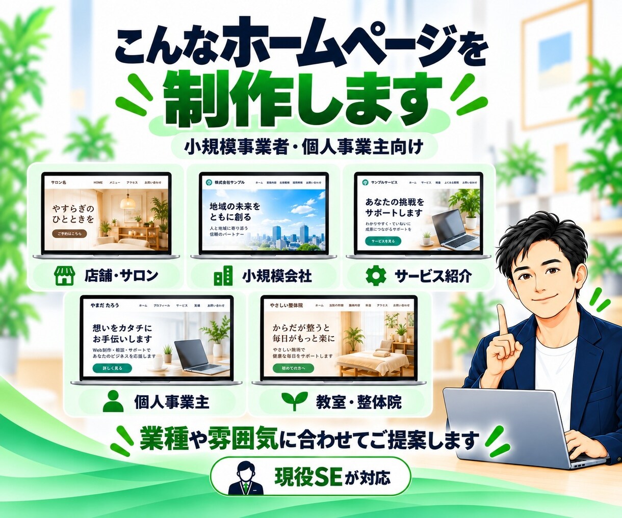 小さな会社・個人事業のホームページを制作します ITが苦手でも、公開後の管理までまるごとお任せできます イメージ2
