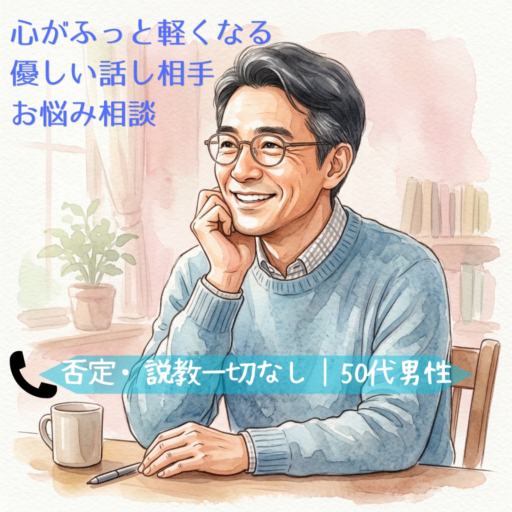 寂しさ・不満・孤独感・寄り添い話を聴きます 旦那には言えない本音や愚痴、男性目線で味方になります イメージ1