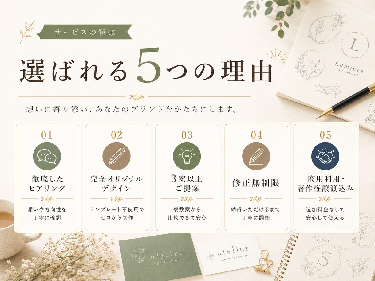 想いを形に！記憶に残るオリジナルロゴ制作いたします あなたの想いを丁寧にカタチにします。 イメージ3