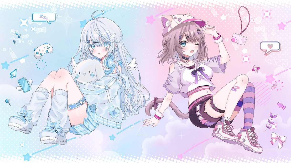 透明感のあるかわいいイラストお描きします 動画や立ち絵など様々な用途に合わせてお描きします！ イメージ3