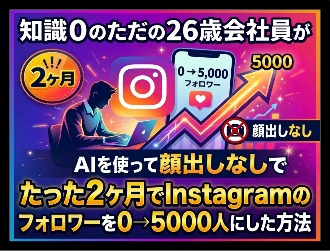 2ヶ月でフォロワー5000人達成した方法公開します AI×顔出しなし！知識０からのインスタ大攻略！ イメージ1