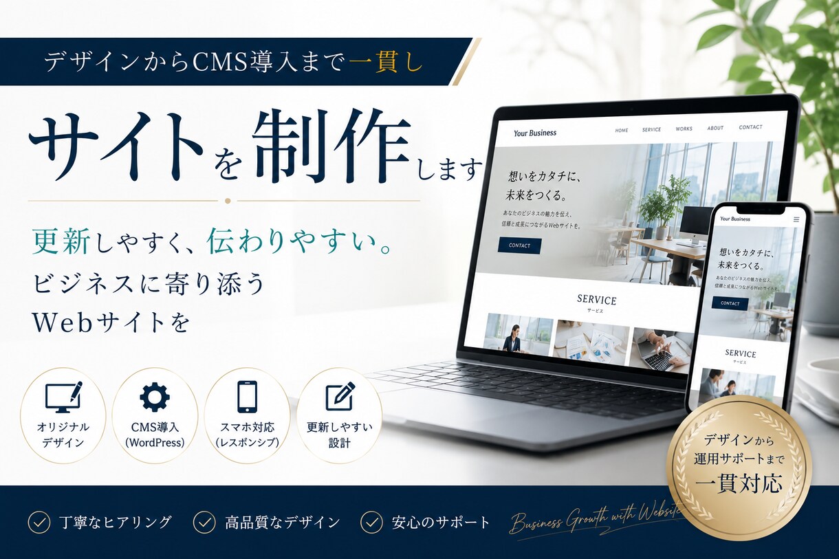 デザインからCMS導入まで一貫しサイトを制作します 更新しやすく、伝わりやすい。ビジネスに寄り添うWebサイトを イメージ1
