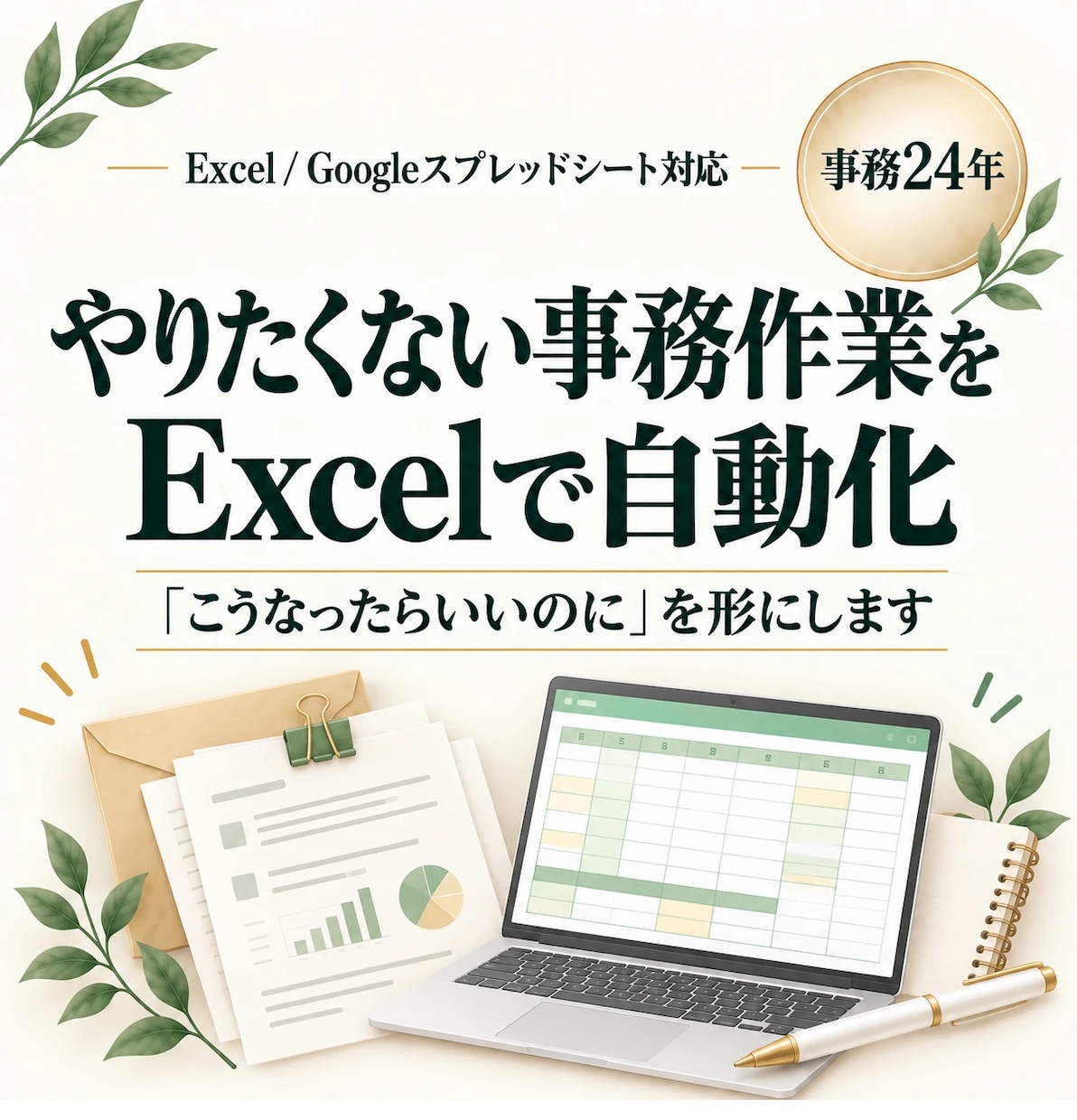 あのやりたくない事務作業をExcelで自動化します 「こうなったらいいのに」を形にします イメージ1