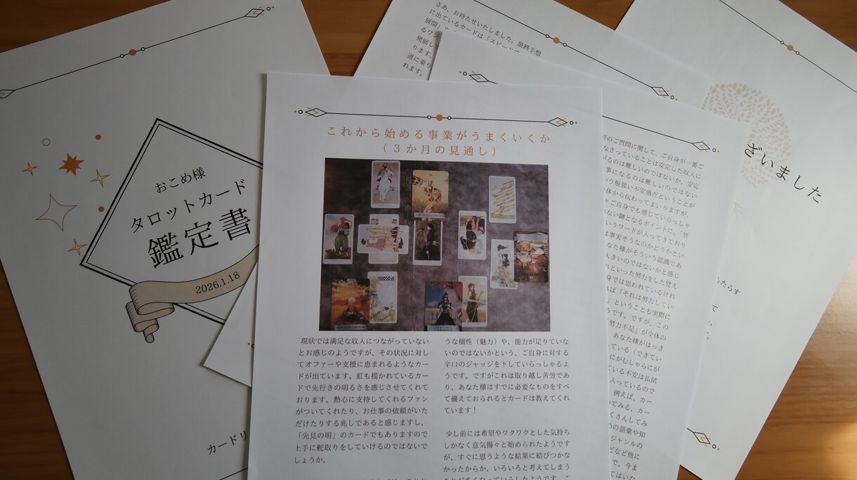 お悩みへのヒントを直感を駆使してカードから貰います 2000字前後＆画像付きの鑑定書を何度でも読み返せます イメージ3