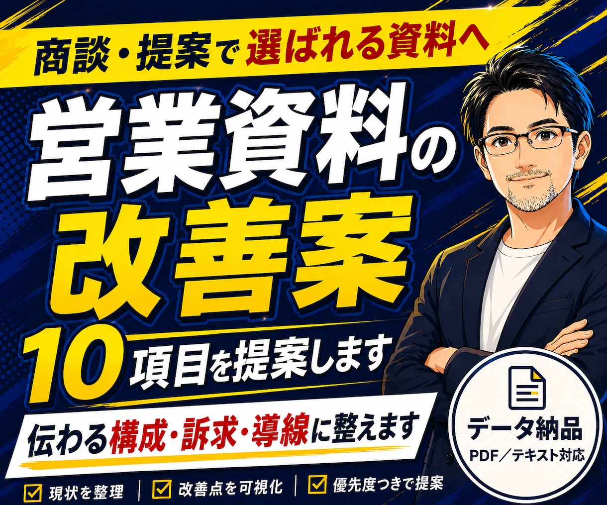 勝つために営業資料の改善案10項目を提案します 改善アドバイス｜商談・提案で伝わる構成・訴求・導線に整えます イメージ1