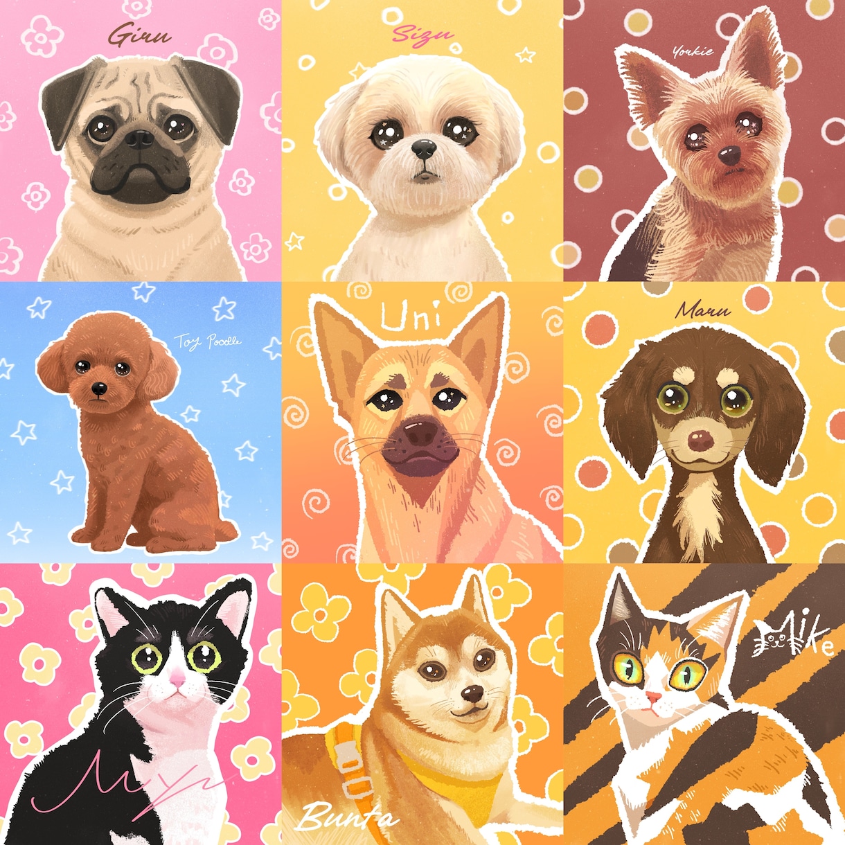 写真から大切なペットをPOP似顔絵アイコンにします ペットをPOPに！SNSアイコン・個人グッズ用対応！ イメージ1