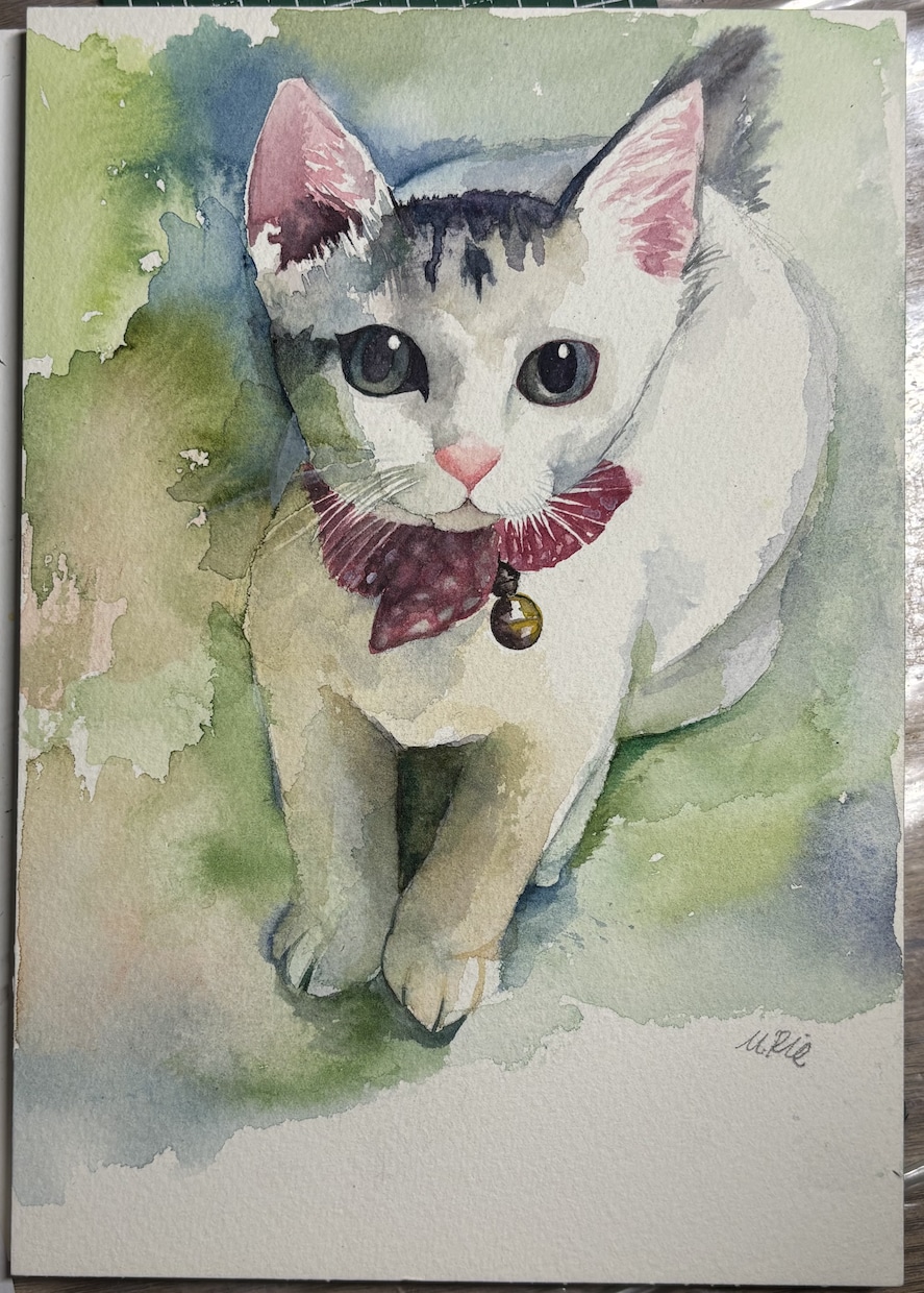 A5～A4サイズで動物ちゃんの似顔絵描きます 水彩でふんわり優しく♬.*ﾟ可愛らしい表情を描きます イメージ5