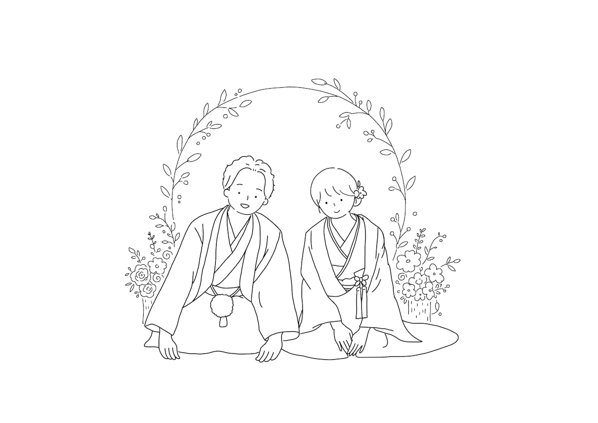 結婚式、ウェルカムボードのイラスト描きます 新郎新婦のご本人に似せた可愛らしいイラストを描きます。 イメージ3