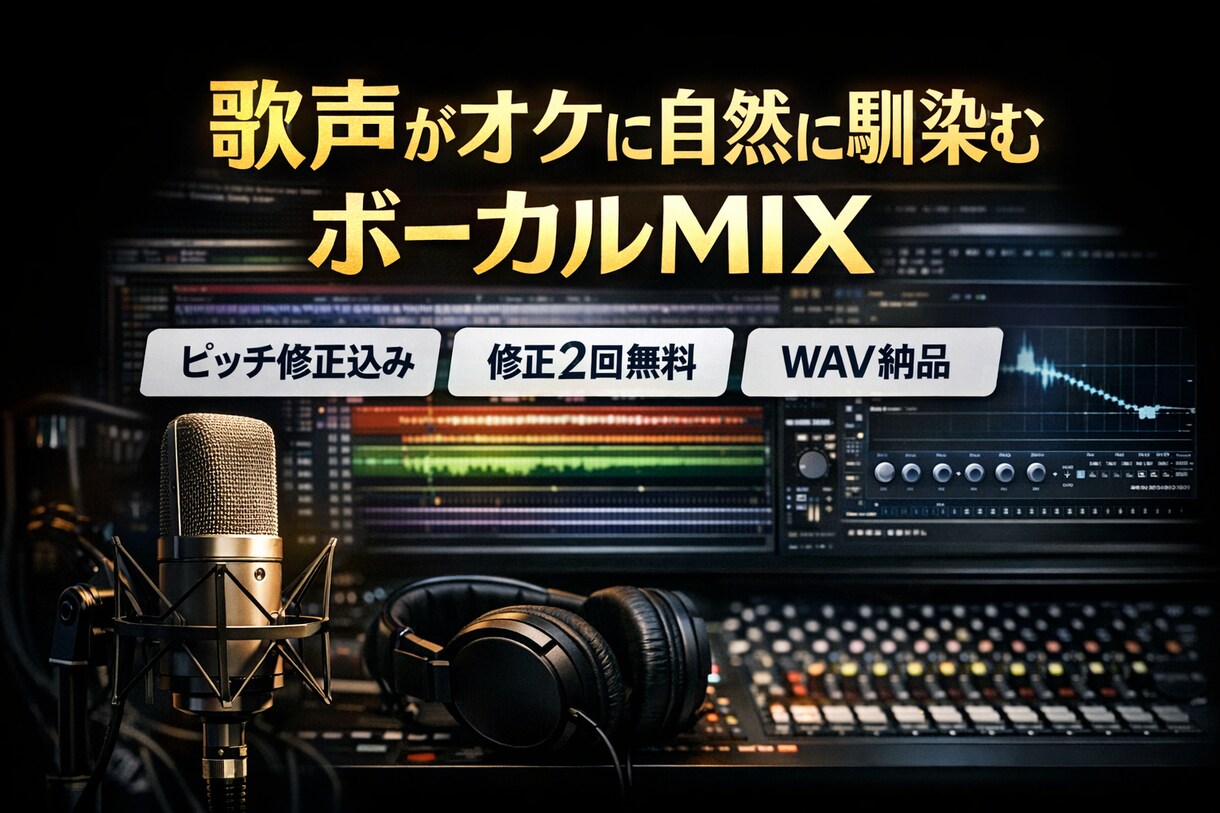 歌ってみたのボーカルMIXを高音質で仕上げます 歌声がオケに自然に馴染む、丁寧なボーカルMIX イメージ1
