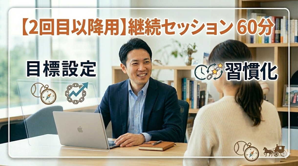即行動と習慣化を定着させる目標達成コーチングします コーチングを用いて自走する自分へ変えます。【2回目以降】 イメージ1