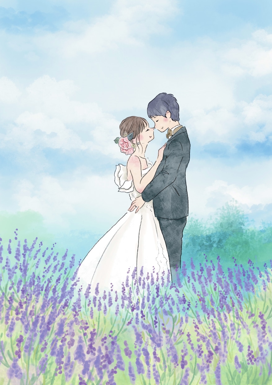 水彩タッチのフルオーダーウェディング似顔絵描きます データ納品の水彩タッチのかわいい似顔絵ウェルカムボード⭐︎ イメージ5