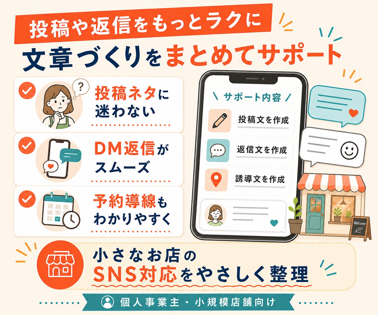 Instagram投稿文と返信文を作ります 小さなお店の投稿と返信をラクに整えます イメージ2