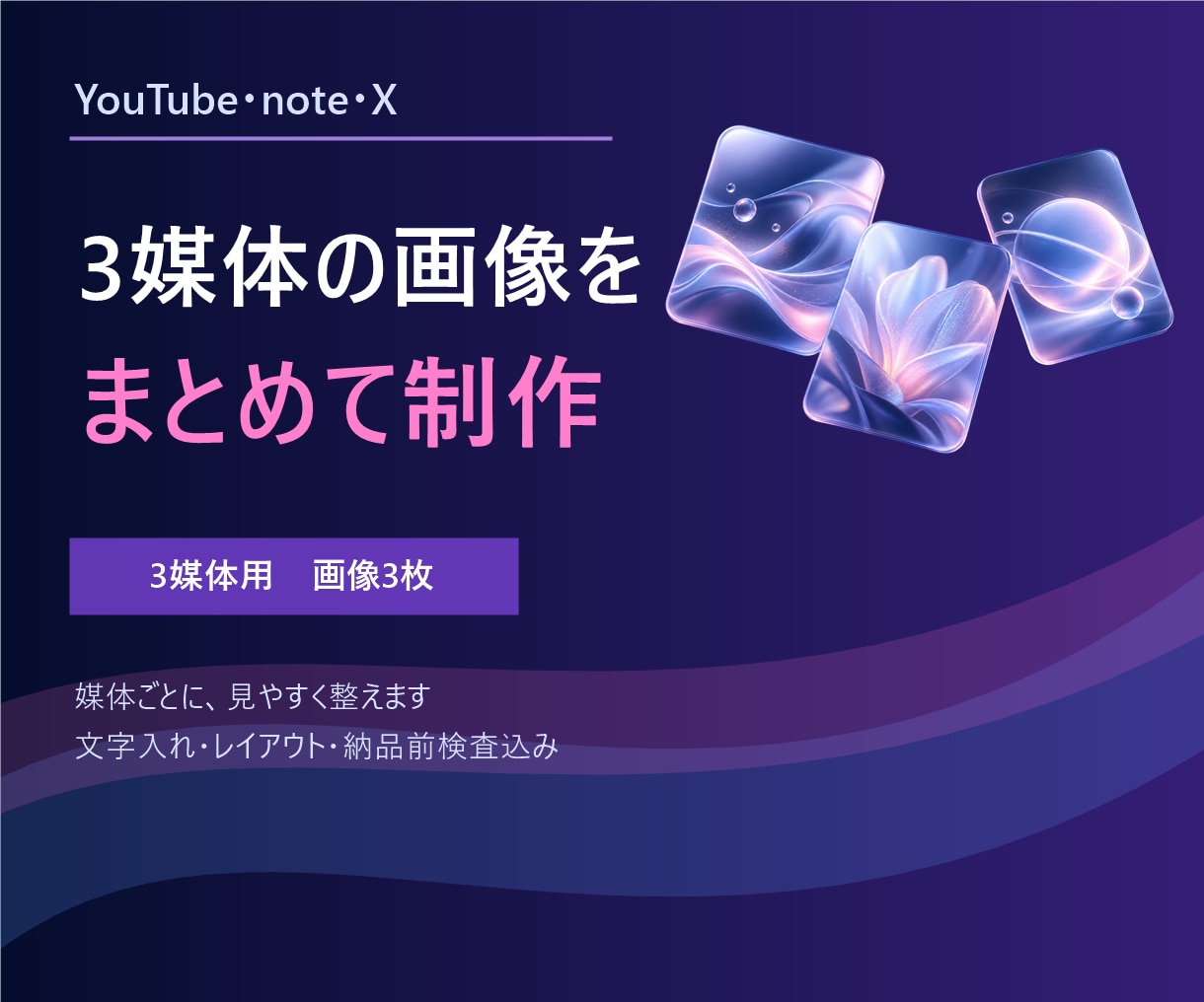 写真1点から3媒体の告知画像を作ります YouTube・note・Xの3サイズを1,000円で イメージ6
