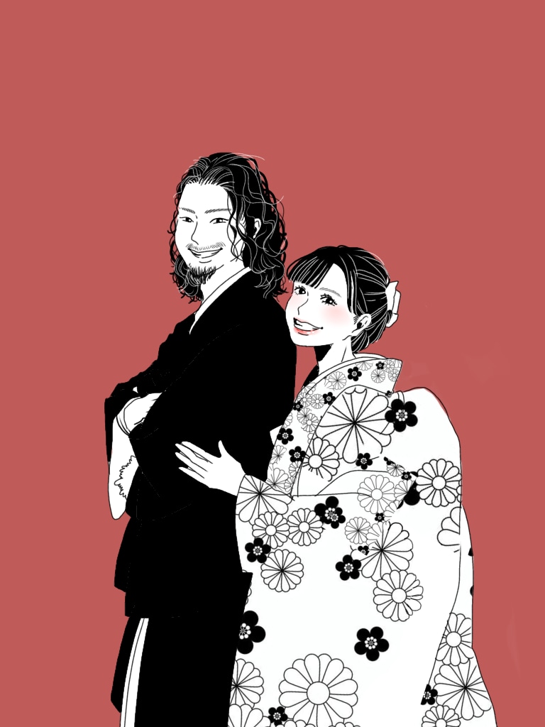 お写真から繊細なイラストをお作りします 白黒+ワンポイントカラーでカッコ可愛いシンプルイラスト♡ イメージ1